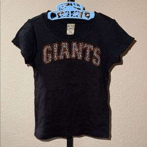 Kavio! Infant Black Giants Bling Rhinestone Short Sleeve T-Shirt Girl’s Size 24